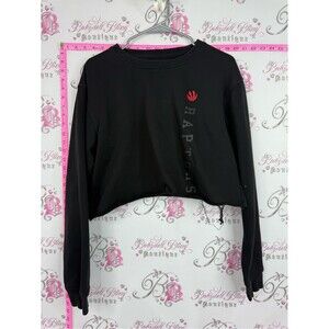 P/C sweater raptors cropped Black Sweatshirt black red distressed hem